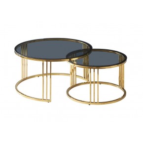 Комплект SIGNAL VIENNA (2 стола журнальных) дымчатый/золотой